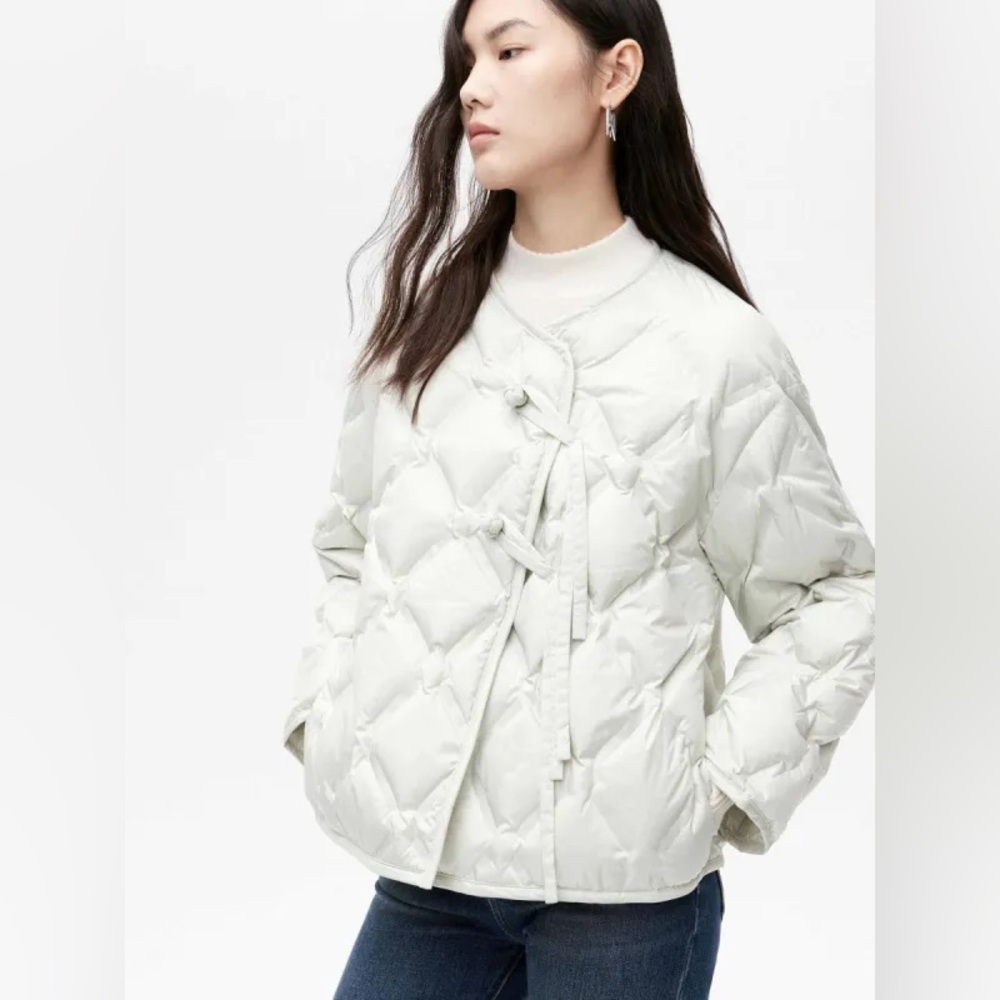MO&Co green quilted down puffer jacket